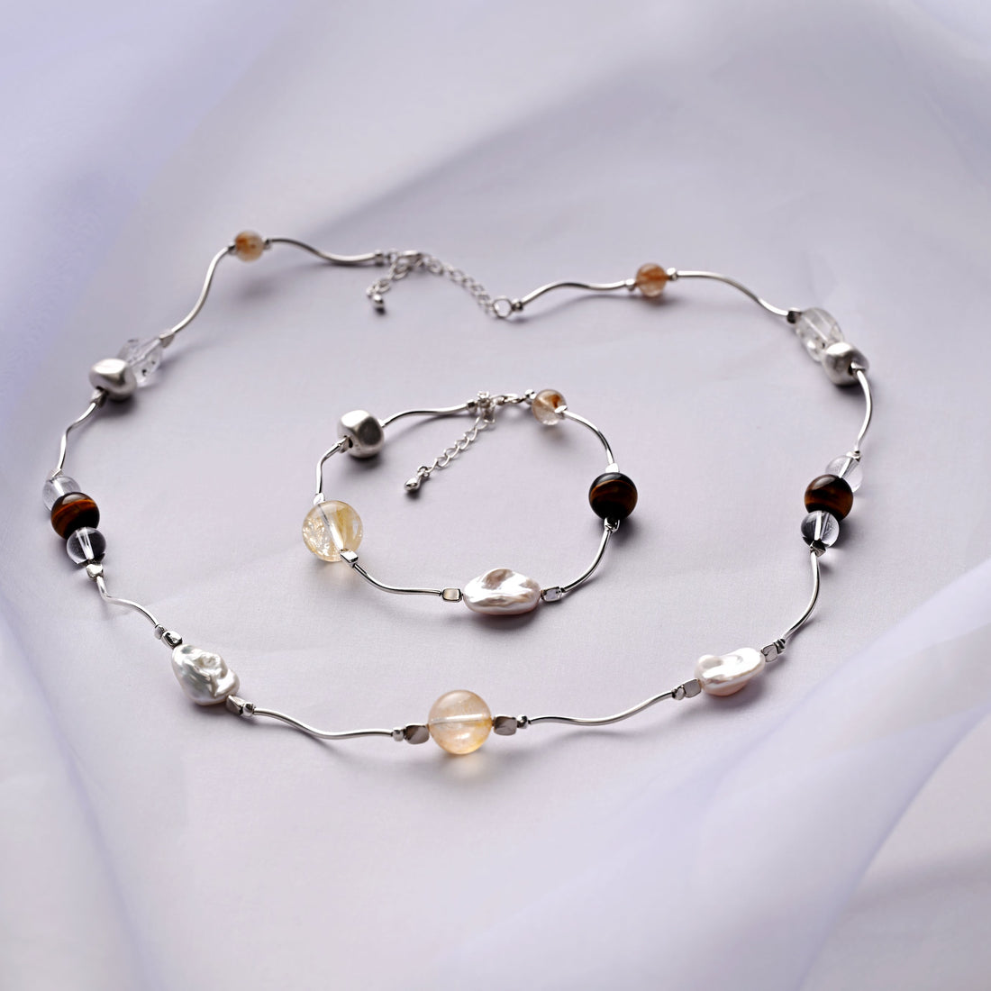 Necklace and Bracelet: Ondelle/Tiger's eye