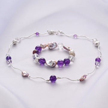 Necklace and Bracelet: Ondelle/Amethyst