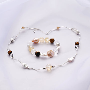 Necklace and Bracelet: Ondelle/Tiger's eye